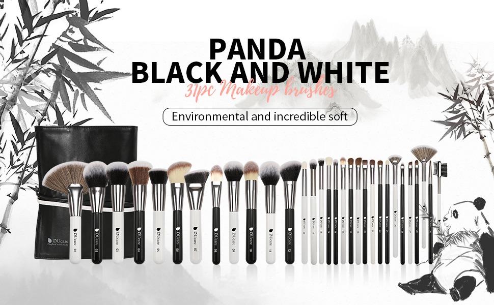 DUcare Beauty makeup brushes panda series  black white pc banner